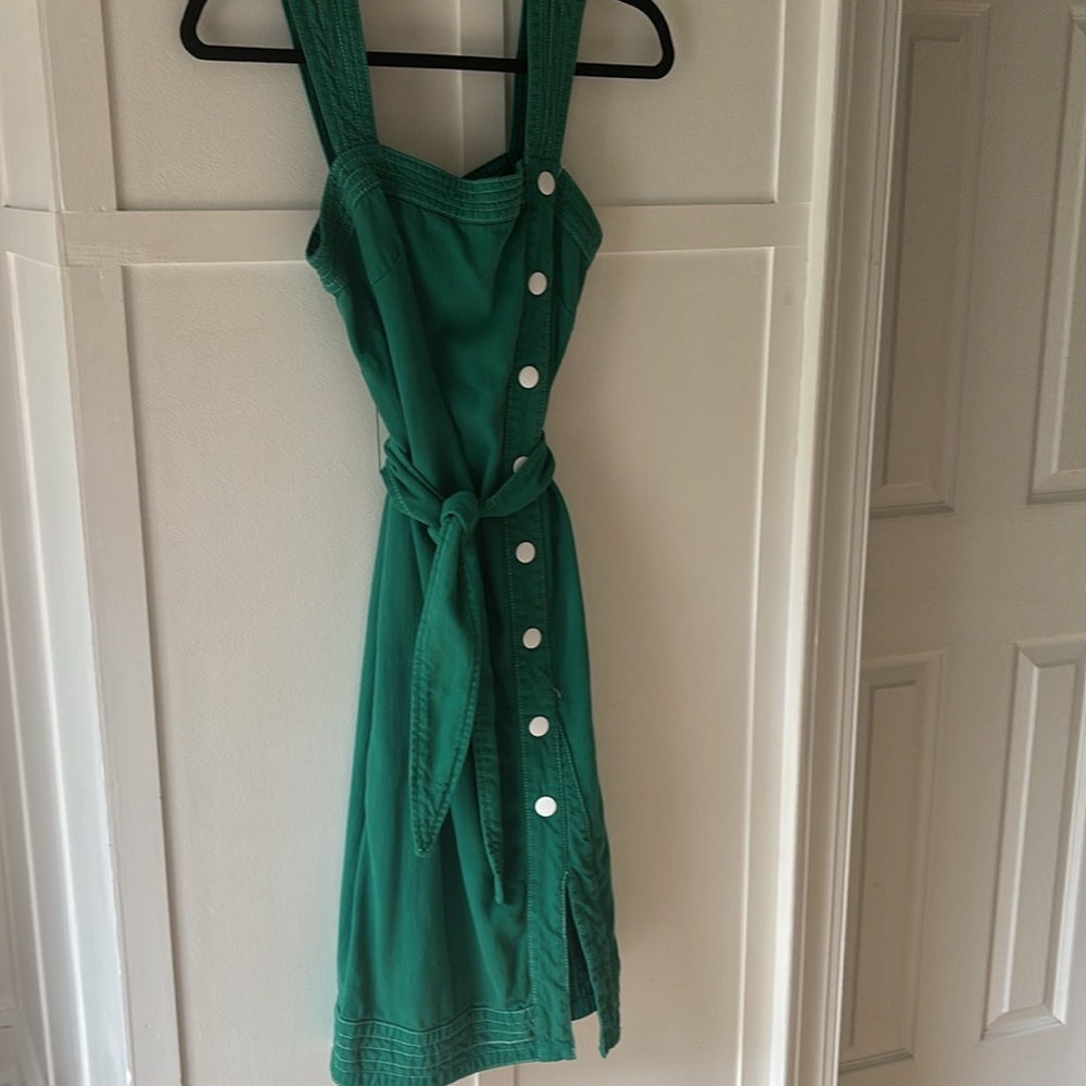 Anthropology Maeve Elizabeth Green side button dress size 2P - Picture 7 of 8